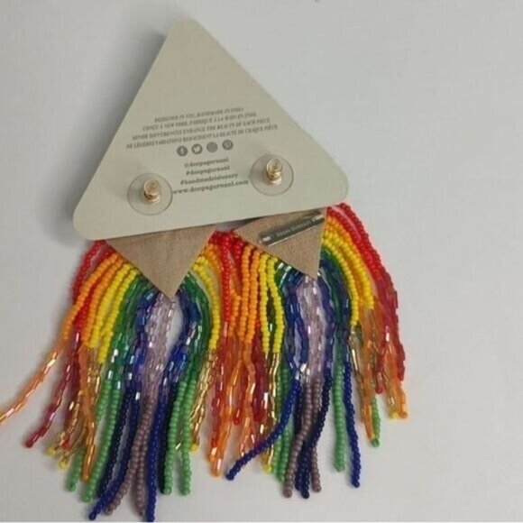 Anthropologie Deepa Gurnani Earrings Becka Rainbow Fringe Chandelier NEW - Picture 12 of 13